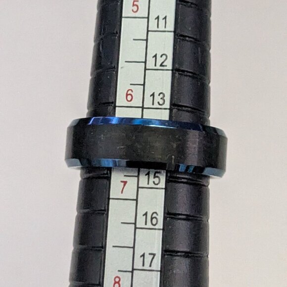 TUNGSTEN CARBIDE Dark Blue Black Wedding Band Ring Size 6.5 - Picture 6 of 6